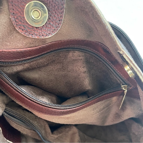 BUFFALO LEATHER HANDBAG MADE AND PURCHASED IN INDIA MAHOGANY COLOR BRAND NEW - Picture 7 of 13